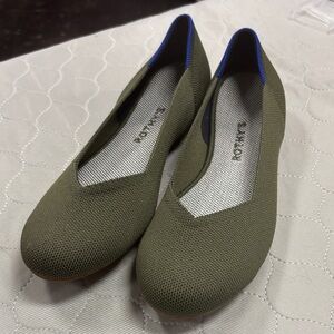 Rothy's Olive Green Flats with Blue Accents